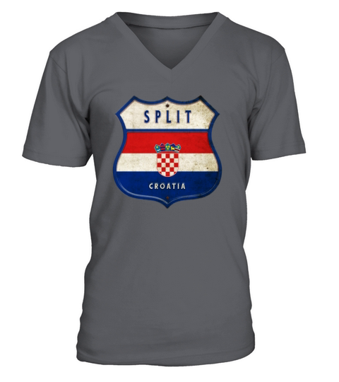 Split Croatia flag coat of arms design V-Neck T-shirt
