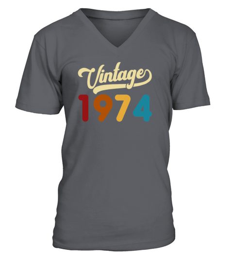 Vintage 1974 Retro Style 47th Birthday Gift V-Neck T-shirt