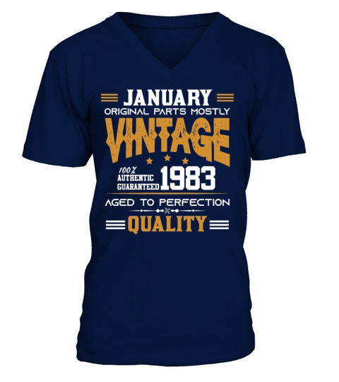 Vintage Aged To Perfection January 1983 V-Neck T-shirt