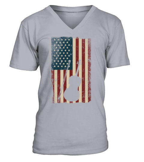Violin Violinist Usa American Flag V-Neck T-shirt
