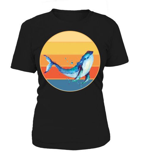 Cute Kawaii Whale Retro Sunset Vintage Ocean Women's T-Shirt