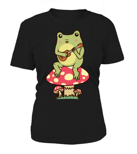 Frog On A Mushroom Ukulele Player Ukulelist Women's T-Shirt