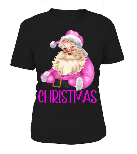 Merry Christmas Retro Vintage Pink Santa Claus Women's T-Shirt