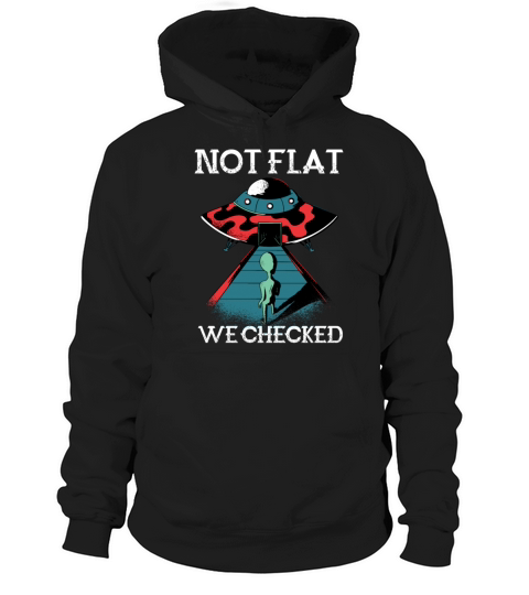 Alien UFO Funny Quote Not Flat We Checked Hoodie Unisex