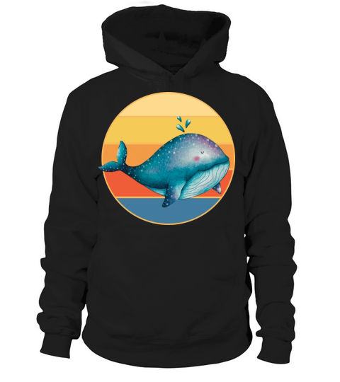 Cute Kawaii Whale Retro Sunset Vintage Ocean Hoodie Unisex
