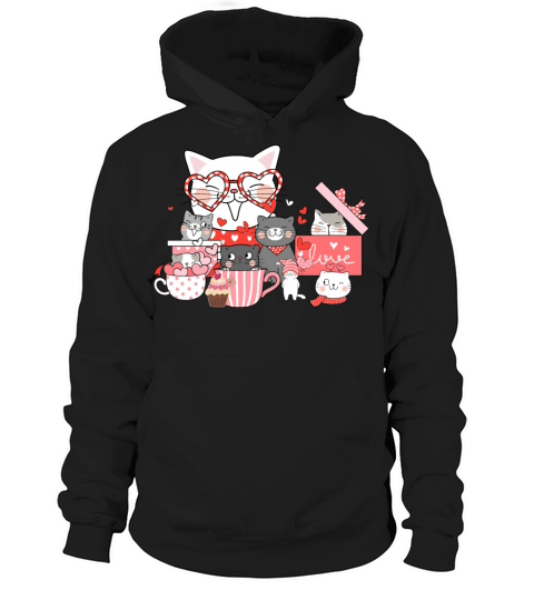 Cute vintage Valentines Day cats in gift boxes an Hoodie Unisex