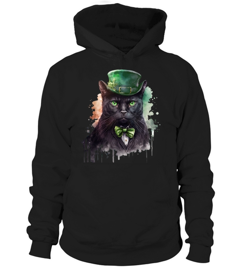 Gangster Black Cat St Patricks Day Hoodie Unisex