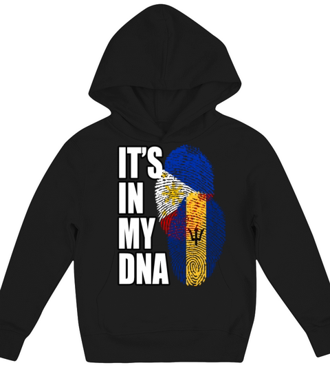 Barbadian And Filipino Mix Heritage DNA Flag Kids Hoodie
