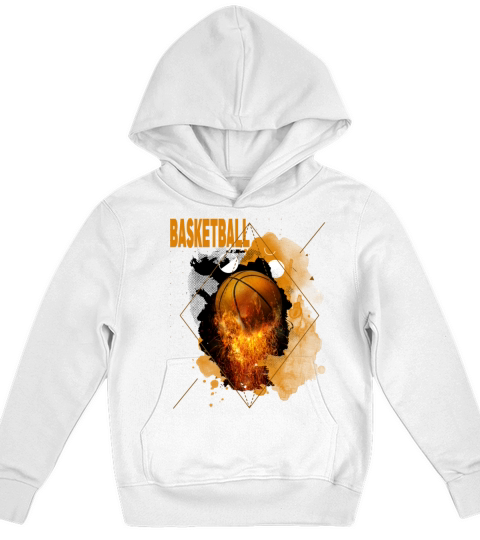 Basketball Fire Player Sports Fan Vintage Retro Kids Hoodie