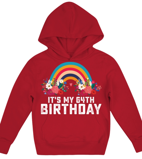 Boho Rainbow Its My 64th Birthday Kids Hoodie