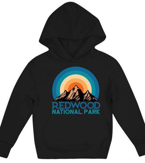Cool Vintage Retro Redwood National Park Mountain Kids Hoodie