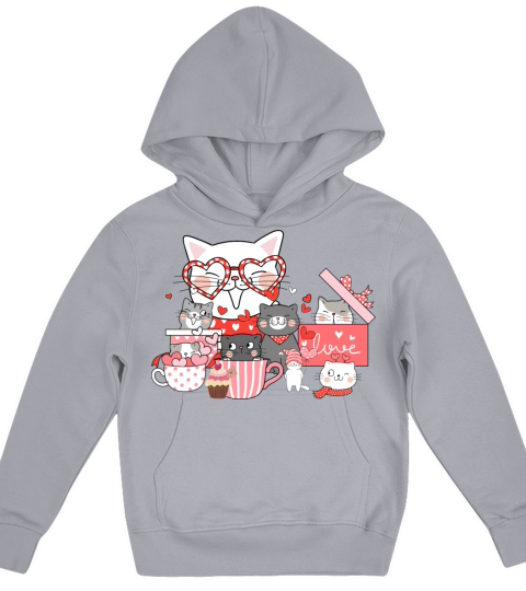 Cute vintage Valentines Day cats in gift boxes an Kids Hoodie