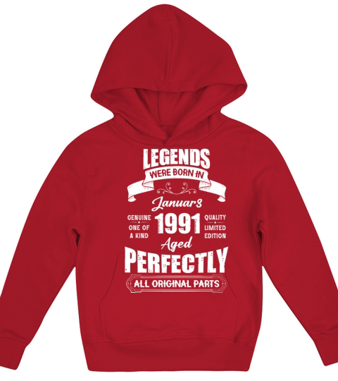 Legends Were Born In January 1991 Birthday Kids Hoodie
