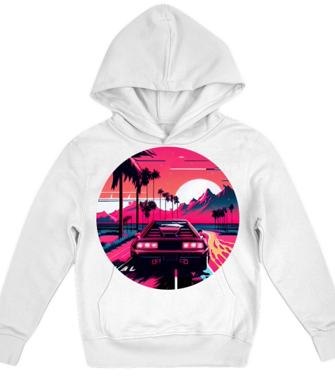 Retrowave Synthwave 80s Design Kids Hoodie