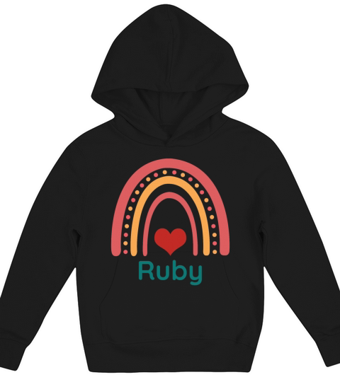 Ruby Vintage Boho Rainbow Kids Hoodie