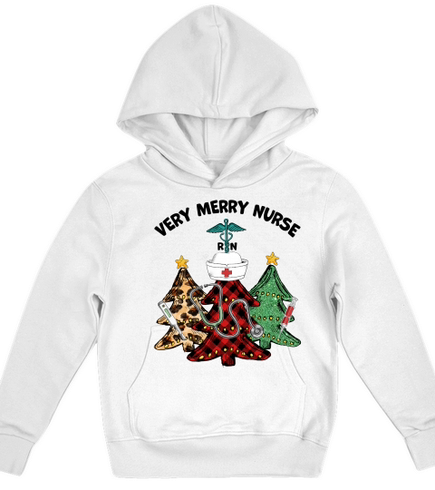Very Merry Nurse Christmas Tree Kids Hoodie