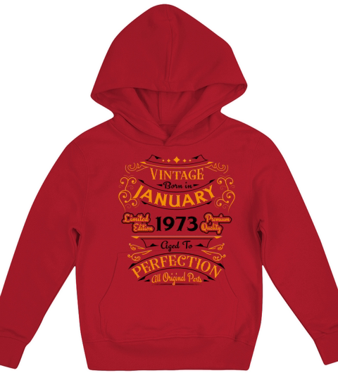 Vintage born in January 1973 Birthday Gift Kids Hoodie