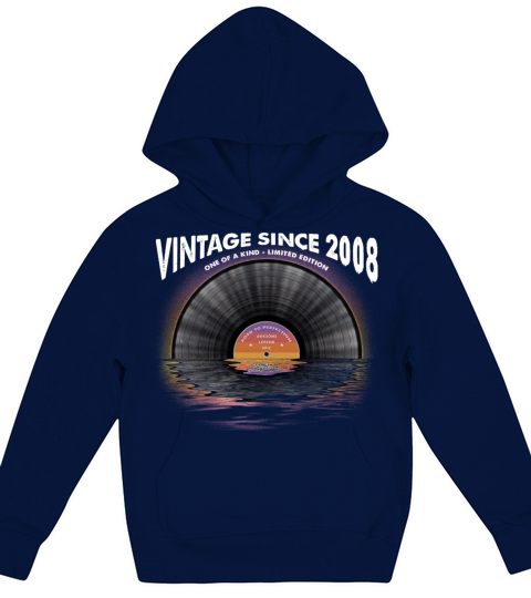 Vintage since 2008 Retro Disco Music Vintage Kids Hoodie