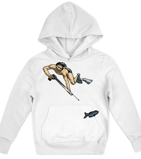 Vintage Spearfishing Freediving Diver with Fish Kids Hoodie