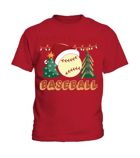 Christmas Sport Christmas Santas Favorite Baseball Kids T-Shirt