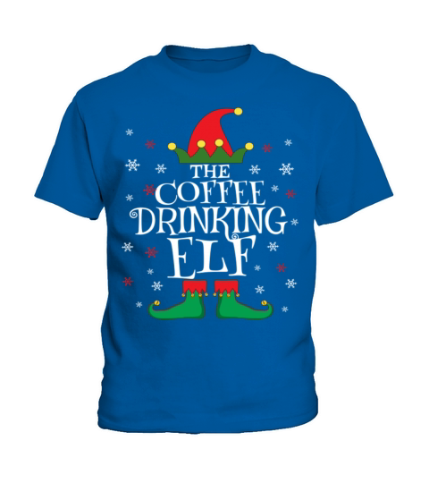 Coffee Drinking Elf Family Matching Group Kids T-Shirt