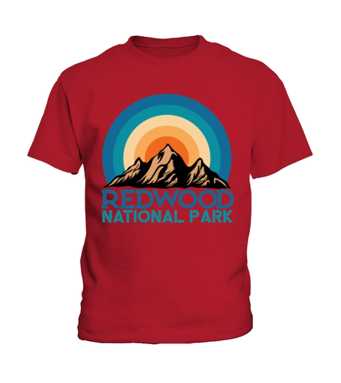 Cool Vintage Retro Redwood National Park Mountain Kids T-Shirt