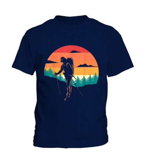 Hiking Hiker Vintage Retro Sunset Kids T-Shirt