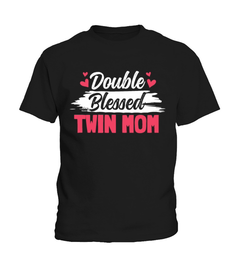 Womens Twin Mama Twin Mom to Be Pregnancy Kids T-Shirt