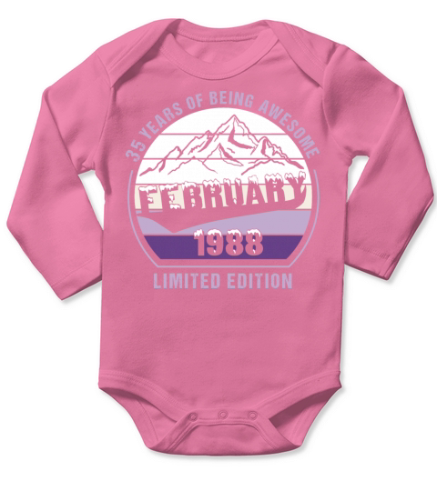 35 Years of Being Awesome February 1988 Gift Long Sleeve Baby One-Piece