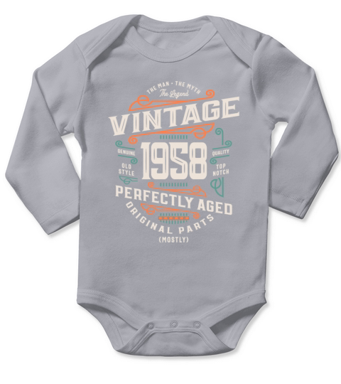 65 Years Old Vintage 1958 Man Myth Legend 65th Long Sleeve Baby One-Piece