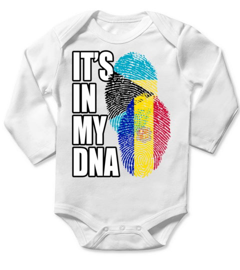 Andorran And Bahamian Mix Heritage DNA Flag Long Sleeve Baby One-Piece