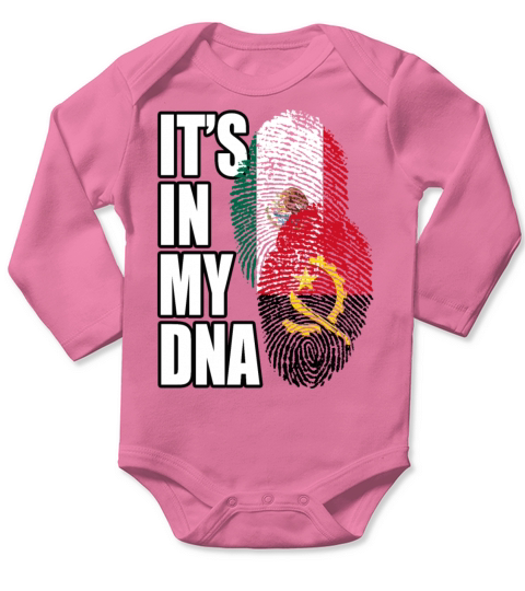 Angolan And Mexican Mix Heritage DNA Flag Long Sleeve Baby One-Piece