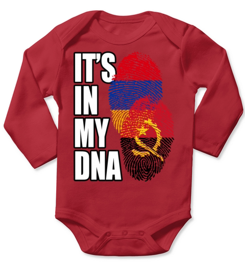 Armenian And Angolan Mix Heritage DNA Flag Long Sleeve Baby One-Piece
