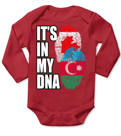 Azerbaijani And Canadian Mix Heritage DNA Flag Long Sleeve Baby One-Piece