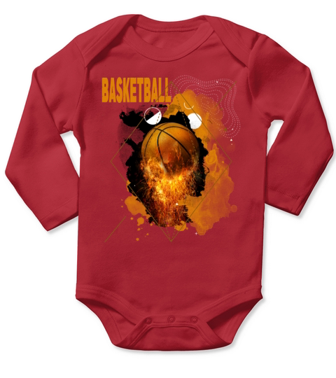 Basketball Fire Player Sports Fan Vintage Retro Long Sleeve Baby One-Piece