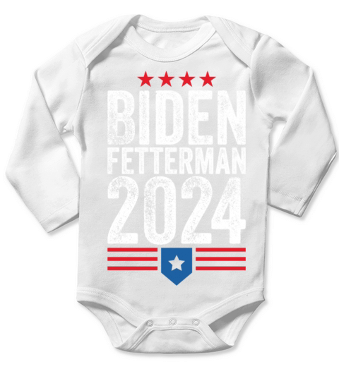 Biden Fetterman 2024 Vintage Long Sleeve Baby One-Piece