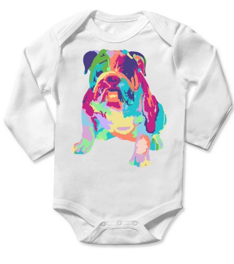 Colorfull Cool English Bulldog Long Sleeve Baby One-Piece