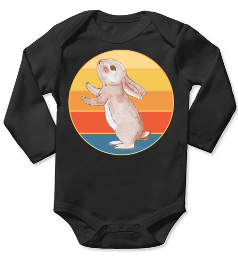 Cute Rabbit Bunny Retro Sunset Vintage Animal Pet Long Sleeve Baby One-Piece