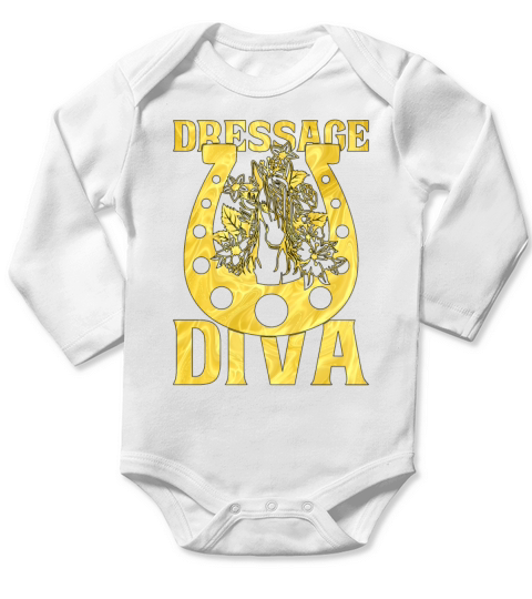 Dressage Diva Equines Horse Riding Dressage Rider Long Sleeve Baby One-Piece