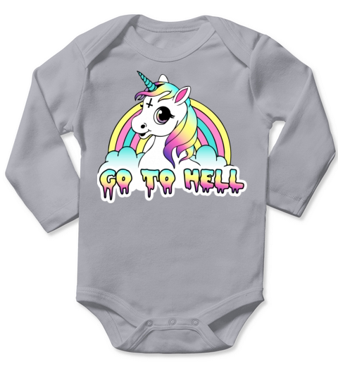 Go To Hell quot Pastel Goth Unicorn Long Sleeve Baby One-Piece
