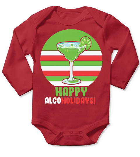 Happy Alcoholidays Martini Christmas Long Sleeve Baby One-Piece