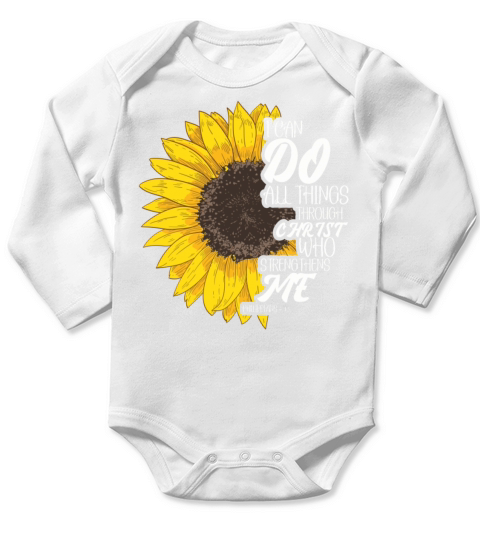 I Can Do All Things Through Christ Strengthens Long Sleeve Baby One-Piece