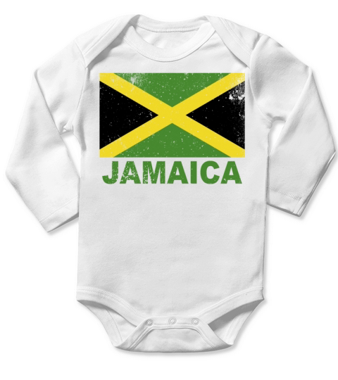 Jamaica Flag Vintage Jamaican Nationality Roots Tr Long Sleeve Baby One-Piece