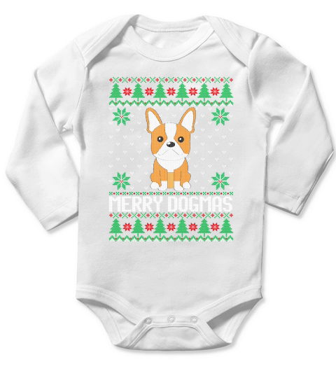 Merry dogmas ugly Christmas sweater Long Sleeve Baby One-Piece