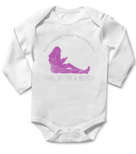 Never Underestimate The Power of A Girl With Book Long Sleeve Baby One-Piece