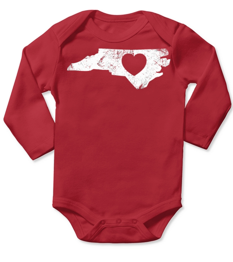 North Carolina Heart Nc Usa Vintage Men Women Long Sleeve Baby One-Piece