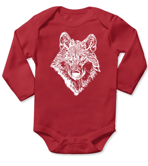 Sweet Elegant Vintage Wolf Portrait Long Sleeve Baby One-Piece