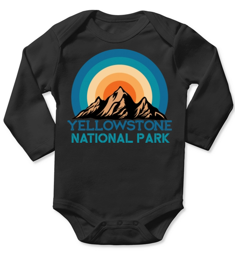 Vintage Retro Yellowstone National Park Mountain Long Sleeve Baby One-Piece