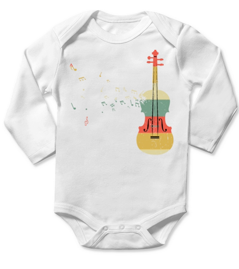 Violin Player Music Viola Lover Retro Vintage Long Sleeve Baby One-Piece