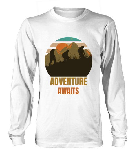 Adventure Awaits Retro Vintage Mountain Adventurer Long sleeved Unisex